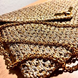 Metalllic Woven Silver/Gold Italian Vintage Crossbody Purse